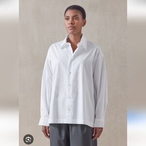 Eskandar Poplin Button Up Shirt – Luxury Minimalist Oversized White Blouse Sz 1